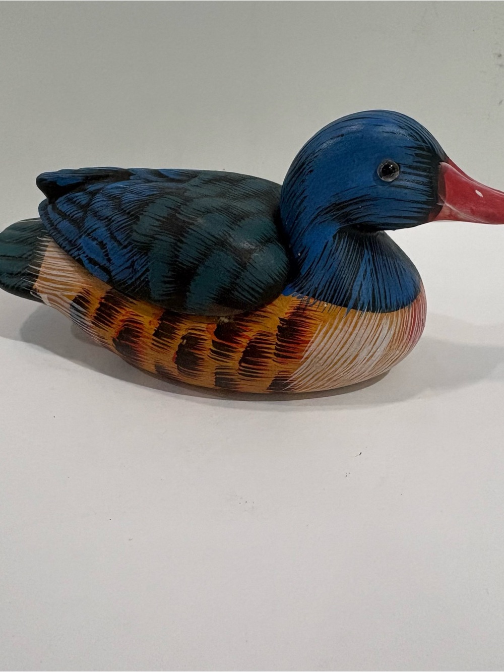 Vintage 6" Hand-Painted Ceramic Mallard Duck  Trinket Box Lidded Figurine - Picture 2 of 7